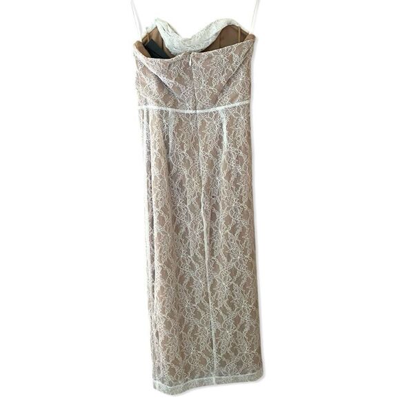 Michael Costello x Revolve Noa Midi Dress white lace stretch strapless $238 XXS - Picture 5 of 12